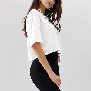 Haut court à carreaux doux et mignon pour femme, 100 % coton, confortable, élégant, décontracté, tendance estivale - Product Image 3