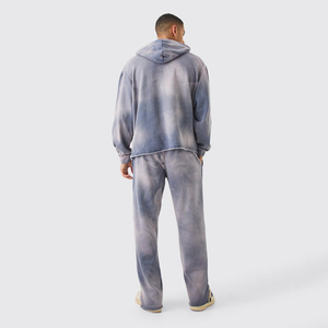 Ensemble de survêtement surdimensionné en graphite pour homme, personnalisé OEM, avec sweat à capuche en molleton de coton de qualité supérieure et pantalon de survêtement à jambes larges - Product Image 2