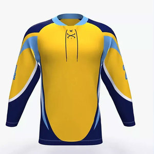 Maillot de rugby sublimé pour homme, manches longues, jaune et bleu, joueur n°24, séchage rapide, polyester, col rond, manches complètes - Product Image 4
