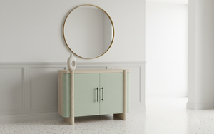 Buffet moderne à 2 portes en chêne massif pour salon - Rangement résistant à l'eau avec design minimaliste - Product Image 3