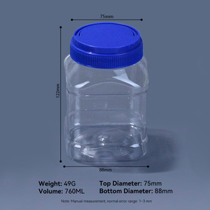 Frasco PET Hermético, Botella de Almacenamiento de Plástico Cuadrada de Grado Alimenticio con Tapa, Venta al por Mayor <span class=keywords><strong>para</strong></span> Harina, Polvo, Granos, Cocina, Despensa - Product Image 2