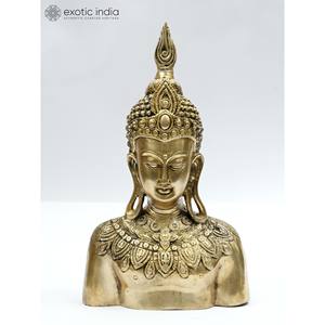 รูปปั้นทองเหลืองรูปปั้นพระพุทธเจ้าขนาด16นิ้วรูปปั้นหรูหราสำหรับตกแต่งบ้านและวิหารผลิตในอินเดีย - Product Image 1