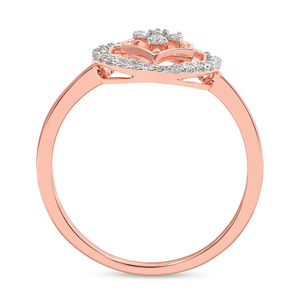 Anillo de Oro Rosa con Halo Floral Geométrico y Diamantes, Estilo Romántico de Compromiso para Mujer - Product Image 2