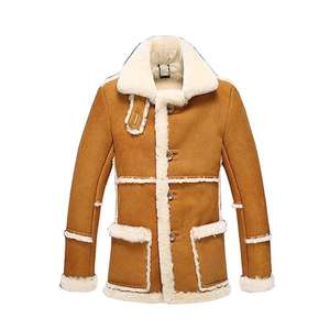 2026 OEM Veste pour homme la plus vendue en cuir de mouton marron à col mandarin et capuche, 100% haute qualité, vente en gros, faible MOQ, manteaux chauffants - Product Image 1