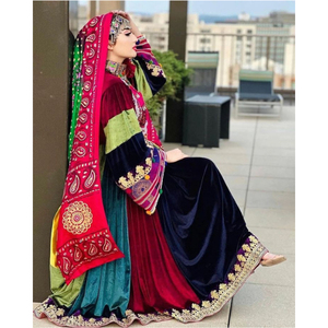 Robes afghanes pour femmes de haute qualité, tailles et couleurs personnalisées, robe afghane avec dentelle, pompon et boutons décoratifs, robe afghane pour femmes - Product Image 6