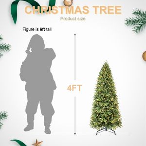 Albero di Natale Artificiale Preilluminato da 120 cm con 150 Luci, Facile da Montare, Design a Cerniera, Rami Misti in PE e PVC, Albero di Natale Sottile - Product Image 2