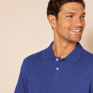 Camiseta de Hombre de Corte Ajustado y Cómodo, Color Sólido, Diseño Azul Simple Personalizado, Antiarrugas, Ecológica, con Logotipo Bordado - Product Image 4