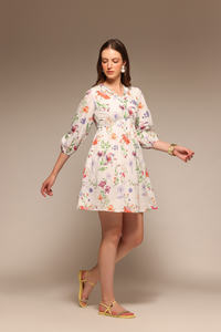 Vestido Mini Ajustado y Evase con Estampado Floral Blanco de Diseño Superior para Mujer, Nuevos Looks, el Mejor Diseño Casual para Uso Diario a un Precio Accesible - Product Image 3