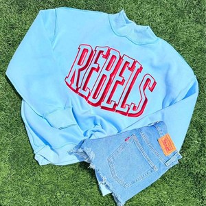 Custom Rebels Puff Greek Apparel <b>Mock</b> <b>Neck</b> Sweatshirt Cotton Fleece Embroidery Letter Chenille Patch - Product Image 5