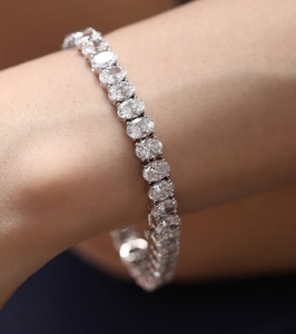 Luxury Oval Cut Moissanite Tennis Bracelet <b>Iced</b> <b>Out</b> Hip Hop Jewellery White Gold Diamond Look Wrist <b>Chain</b> - Product Image 3