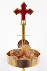 Adjustable Brass Resin Burner Tealight <b>Candle</b> Heater Red Enamel Cross Church Altar Incense Censer Bulk Factory - Product Image 4