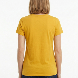 T-shirt col V blanc uni mélangé pour femme, coupe décontractée, manches courtes, classique et respirant – Prix de gros - Product Image 5