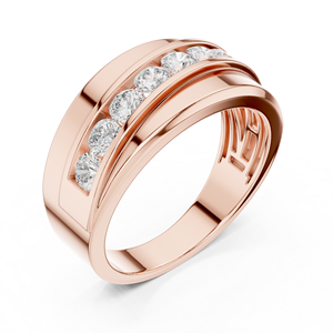 Anillo de boda para hombre con diamante cultivado en laboratorio en oro amarillo – Anillo de oro moderno, ancho y llamativo con diamantes - Product Image 6