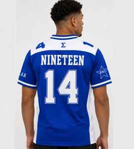 เสื้อยืดคอกลมแขนสั้นสีน้ำเงินสำหรับผู้ชาย Phi Beta Sigma  สามารถปรับแต่งได้ ระบายอากาศได้ดี แห้งเร็ว ผ้าฝ้าย 100% สวมใส่สบาย - Product Image 3