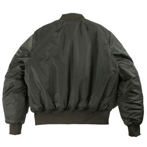 Men's Black Solid Color Polyester Windproof Bomber Jacket with Zipper Closure Stand Collar Casual Autumn Regular Fit - Product Image 2