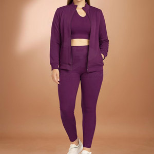 Conjunto de Yoga de 3 Piezas para Mujer, Tela de Secado Rápido, Ropa Deportiva de Fácil Ajuste, Top, Pantalones y Chaqueta, Proveedor de Ropa al Por Mayor - Product Image 3