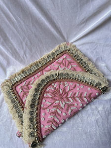 Bolso de mano tipo clutch con flecos y monedas, color rosa indio, bordado, estilo nupcial, bolso tote, bolso étnico para mujer, moda boutique. - Product Image 3
