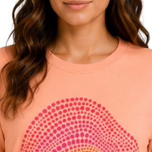 เสื้อยืดโอเวอร์ไซส์พิมพ์ลายกราฟิกวงกลมลายจุดสีพีชสำหรับผู้หญิง คอกลม แขนสั้น แฟชั่นฤดูร้อน สไตล์ลำลอง - Product Image 6