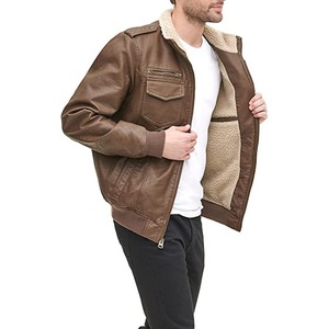 Men's Vintage Distressed Cowhide <b>Leather</b> <b>Jacket</b> <b>Retro</b> Brown Slim Fit Biker <b>Jacket</b> Casual Streetwear Zip-Up Coat - Product Image 6