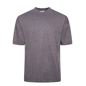 Camisetas al por mayor con nuevo diseño de diamantes de imitación para hombre, camisetas de moda urbana para hombre, camisetas con diamantes de imitación de diseño personalizado para hombre - Product Image 1
