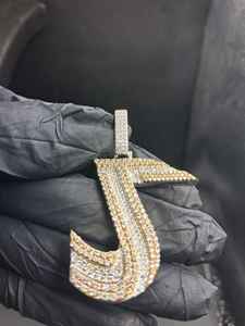 Colgante de Moissanita con Letra J Personalizada, Chapado en Oro Rosa, Estilo Hip Hop, Plata de Ley 925, Joyería Fina, Colgantes y Dijes - Product Image 2