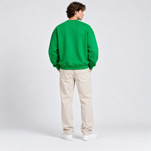 เสื้อสเวตเชิ้ตคอกลมสีเขียว ยูนิเซ็กส์ ทรงปกติ แขนยาว ปลายแขนแบบริบ ผ้าสีพื้น สไตล์ลำลอง เสื้อสำหรับฤดูใบไม้ร่วง - Product Image 2