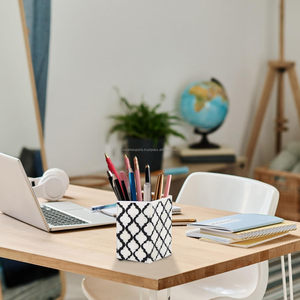 Porte-stylo artisanal écologique en incrustation d'os, organisateur de bureau en bois, support à crayons élégant, porte-papeterie de bureau, support de maquillage pour table - Product Image 5