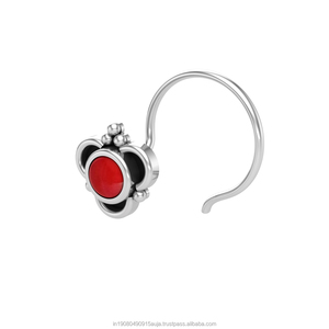 Pendiente de Nariz con Forma Redonda de Plata de Ley 925 de Indian Mores para Mujeres y Niñas - Product Image 2