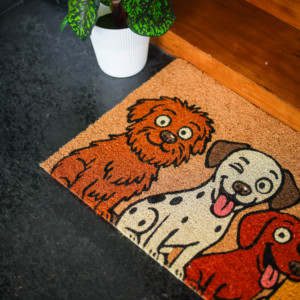 Paillasson d'entrée imprimé chien mignon avec support en PVC, tapis de sol extérieur robuste antidérapant pour l'accueil - Product Image 2