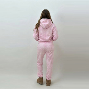 Ensemble de survêtement en molleton rose délavé pour femme Moto End Corporation – Sweat à capuche et pantalon décontracté coupe ample toutes saisons - Product Image 2