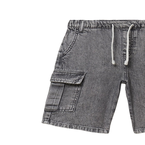 Shorts en jean gris pour garçons, coupe droite, stretch, décontractés, style streetwear, longueur genou, mode, pour enfants, de BD - Product Image 2
