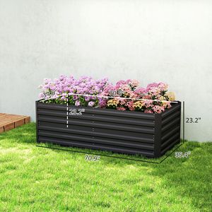 Fioriera Rialzata in Acciaio Zincato Nero 180x90x58 cm per Esterni con Barre di Rinforzo - Product Image 3