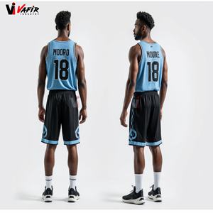 Vente en gros de maillots et shorts de basketball personnalisés, respirants, antibactériens, sublimés, grande taille, derniers modèles, vafir - Product Image 3