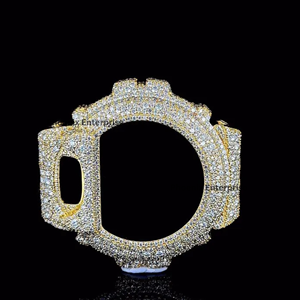 Boîtier de montre de luxe plaqué or avec diamants Moissanite, style Hip Hop, pour homme, personnalisable, bijoux - Product Image 1