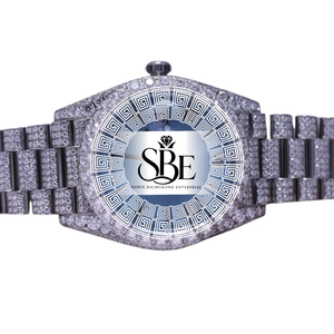 Reloj de Diamantes Plateado de Acero Inoxidable de Excelente Calidad, Esfera de Cristal de Zafiro, Movimiento de Cuarzo, Resistente al Agua 3BAR, para Ocasiones Especiales - Product Image 1