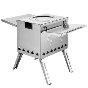 Stufa a Legna Portatile in Acciaio Inox 304 per Campeggio, 18.1x15x27.2 Pollici, Pieghevole, Totale 113 Pollici, per Picnic - Product Image 1