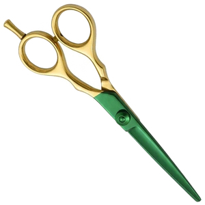 Ciseaux professionnels pour barbe et moustache de 5 pouces, faible MOQ, finition vert-or, en acier inoxydable léger, pour coiffure, OEM, vente en gros - Product Image 5