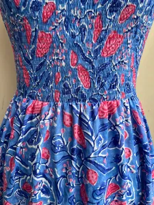 Vestido Largo de Algodón Indio Vintage con Estampado Floral Hecho a Mano, Cuello Cuadrado, Largo hasta el Suelo, Cintura Natural, Tejido Ecológico - Product Image 5