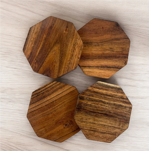 Eco-Friendly Reusable Handmade Wood <b>Drink</b> <b>Coasters</b> with Holder Engraving Customizable Country Style Brass Corner Design - Product Image 3