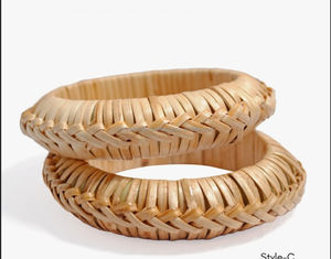 Top Sale Handmade Statement Chunky <b>Wicker</b> Bracelet Wholesale Woven Straw Braid Rattan <b>Crafts</b> - Product Image 2