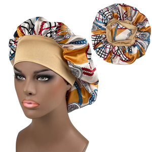 Bonnet de nuit en satin pour femme, motif géométrique et maillons de chaîne, accessoire de mode pour la maison, ajustable, toutes saisons - Product Image 2