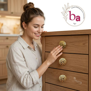 Golden Round Zinc Alloy <b>Drawer</b> Knobs for Dresser Cabinet Industrial Style Eco-Friendly Easy Installation Bedroom & Home Office - Product Image 2