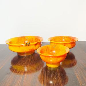 Ensemble de bols en résine écologiques MN EXPORTS, jaune et rouge marbré, poli, durable, pour servir des collations, des fruits, décoration de la maison - Product Image 6
