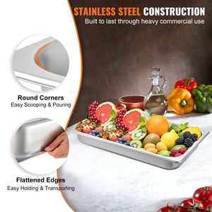 6 Pack 8.5L pentole da tavolo a vapore profondo in acciaio inossidabile 20.9X12.8X2.6 pollici Full Size forno commerciale cucina acciaio fabbricazione - Product Image 3