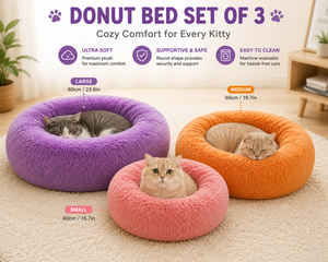 <b>Donut</b> Pet <b>Bed</b> Set 3 PCS OEM ODM Custom Logo Soft Plush Dog & <b>Cat</b> Sleeping <b>Beds</b> Direct Manufacturer - Product Image 3