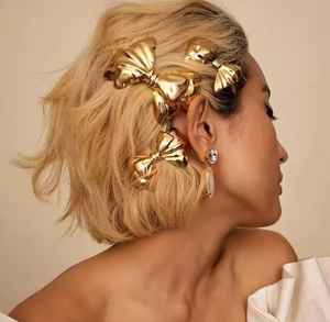 กิ๊บติดผมสแตนเลสแบบกันหมอง กิ๊บติดผมรูปโบว์สำหรับผู้หญิง กิ๊บติดผมสแตนเลสรูปโบว์สำหรับผู้หญิง เครื่องประดับผมเจ้าสาว - Product Image 1