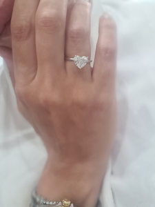 Heart Shaped <b>Solitaire</b> Diamond <b>Ring</b> in <b>Silver</b> Finish for Women Engagement Wedding Proposal Anniversary Jewelry - Product Image 6