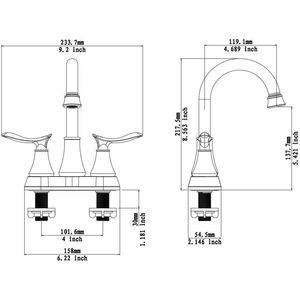 Rubinetto da Bagno a 2 Maniglie da 4 Pollici in Nichel Spazzolato con Scarico a Scomparsa e Tubi di Alimentazione, Accessori per Rubinetti Lavabo - Product Image 2