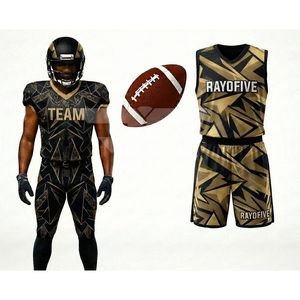 Tenue d'entraînement de football américain en tissu maillé durable, coupe unisexe adulte, manches courtes, respirante, antibactérienne, col montant, séchage rapide - Product Image 1