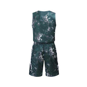 Ensemble d'uniformes de basketball pour hommes à faible MOQ, imprimé vert, en polyester respirant, tenue de sport pour adultes - Product Image 6